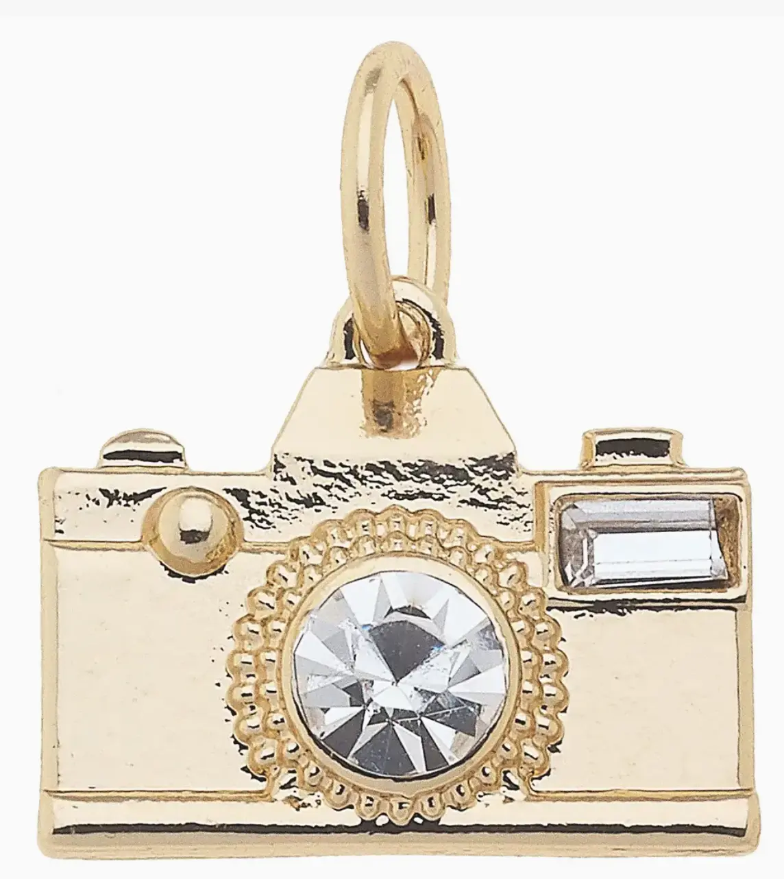 Camera Rhinestone Charm, Shiny Gold Bling