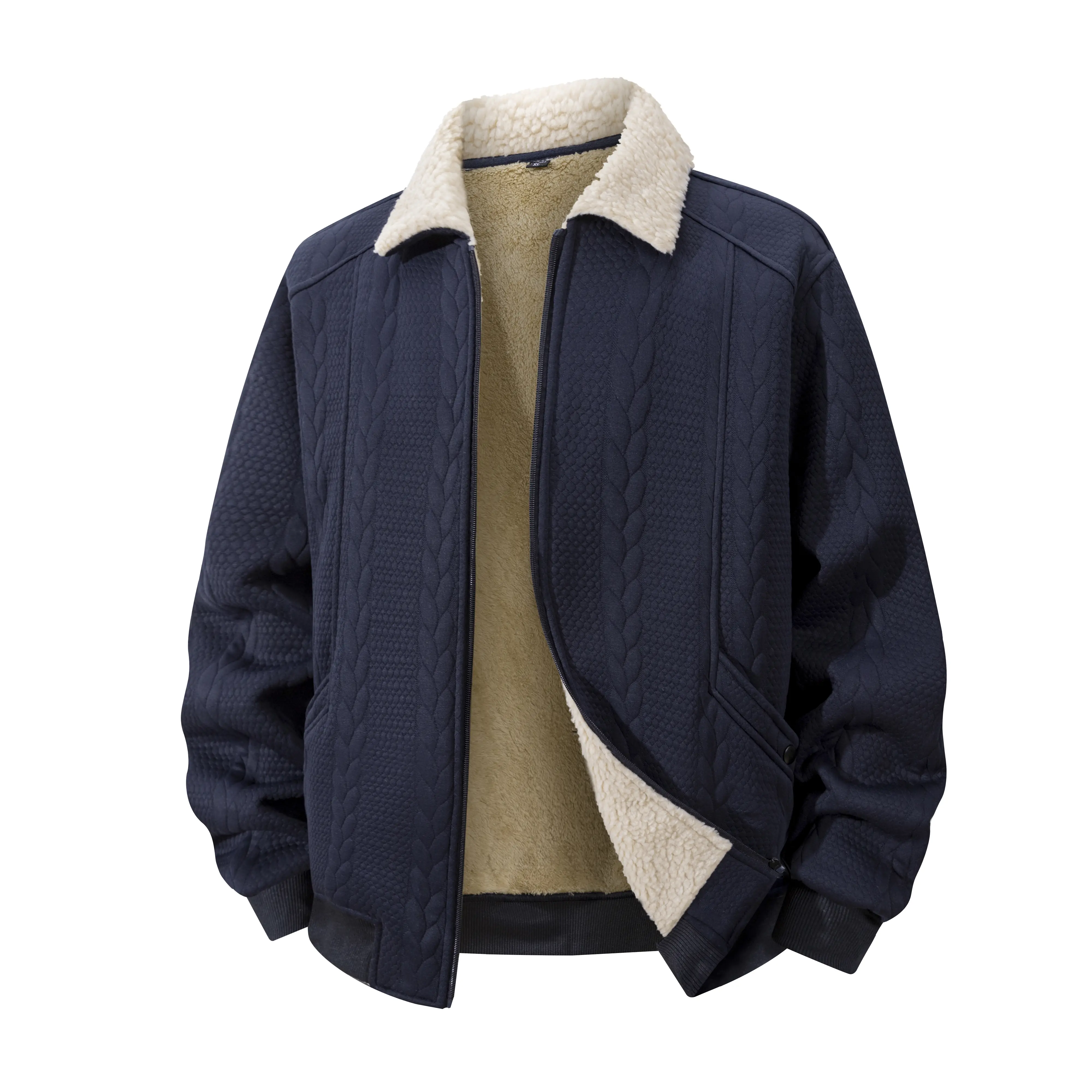 Men’s Sherpa Lined Jacket Thick Fleece Jacket Warm Winter Zip Up Casual Outerwear Coat