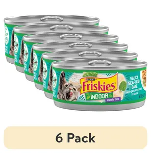 Purina Friskies Indoor, Saucy Seafood Bake, Wet Cat Food, 5.5 oz Can