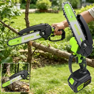 Cordless 6-Inch Mini Chainsaw with Battery and Charger, Portable Electric Handheld Tools for Tree Trimming and Wood Cutting