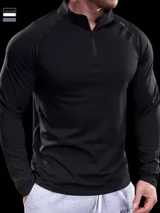 Men's Half-Zip Quick-Dry Sports Shirt, Slim Fit Gym & Casual Style, Breathable Fabric, Ideal for Active Lifestyle, Casual Workout Tops