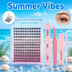 9-12mm Thin Band Wispy Lash Clusters Refill Pack, Natural Segmented Individual Eyelash Extensions, Soft Invisible Band for Spring Everyday No-Makeup Makeup