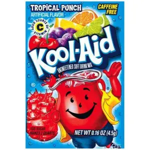 10x Kool-Aid Tropical Punch Packets - Flavorful Drink Mix for Refreshing Beverages 0.13oz