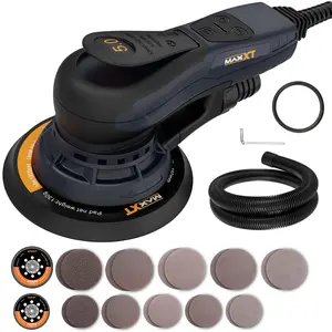 MAXXT Electric 5mm Random Orbital Sander, Palm Sander with Brushless Motor, 5&6Inch Sanding Pads