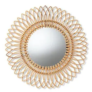 Baxton Studio Bora Modern Bohemian Rattan Accent Wall Mirror