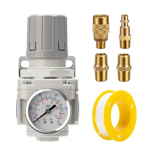 Industrial Air Pressure Regulator 3/8" NPT, 0-150 PSI Adjustable,Construction for Compressed Air Systems, Tools & Pneumatic Applications