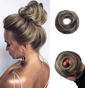 VOSILK Messy Bun Hair Piece 2Pcs Fake Hair Scrunchie for High Ponytail and Fluffy Donut Updo Elastic Rubber Band Messy Hair Bun