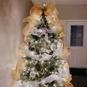 Sparkling Non-Woven 30ft X 10.24in Christmas Glitter Mesh Ribbon, Perfect for DIY Trees, Weddings & Holiday Decorations