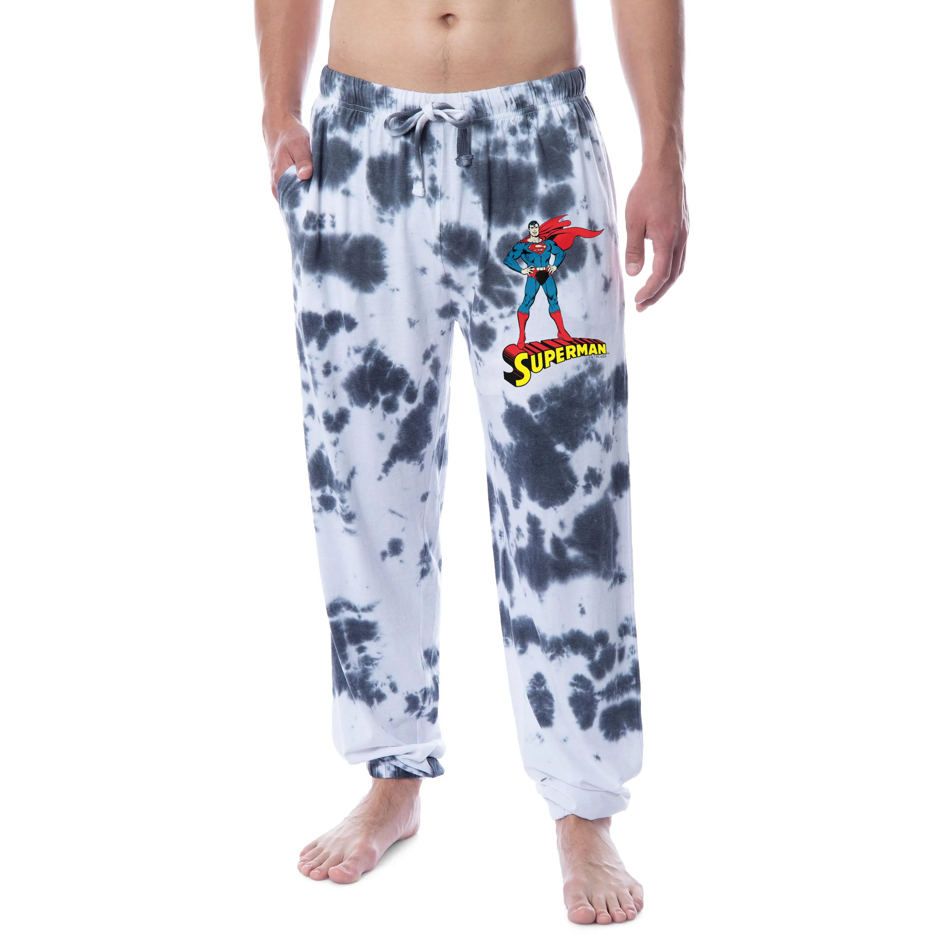 DC Comics Mens' Superman Superhero Tie Dye Sleep Jogger Pajama Pants