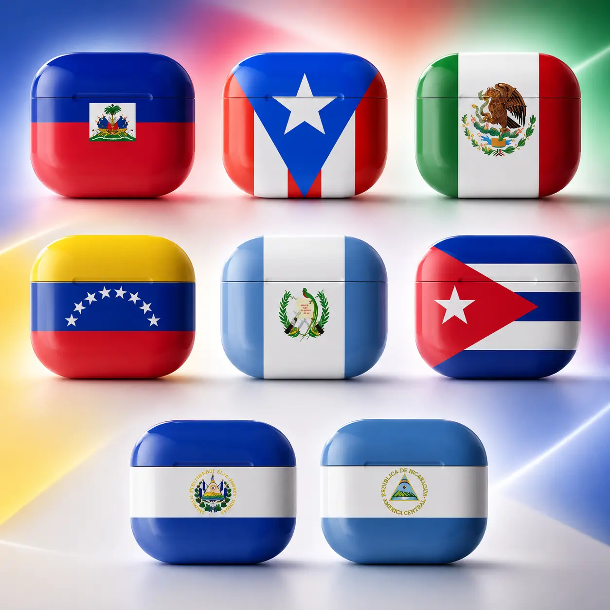 Durable Wireless Charging Country Flag AirPods Case, Latin American Flag Protective Cover, Patriotic Design for AirPods 1, 2, 3, 4 & Pro 1, 2, 3