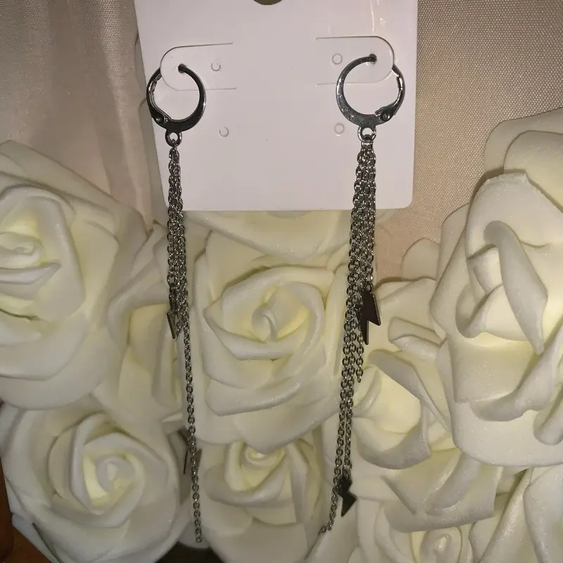 Drop chain stainless steel mini hoop earrings