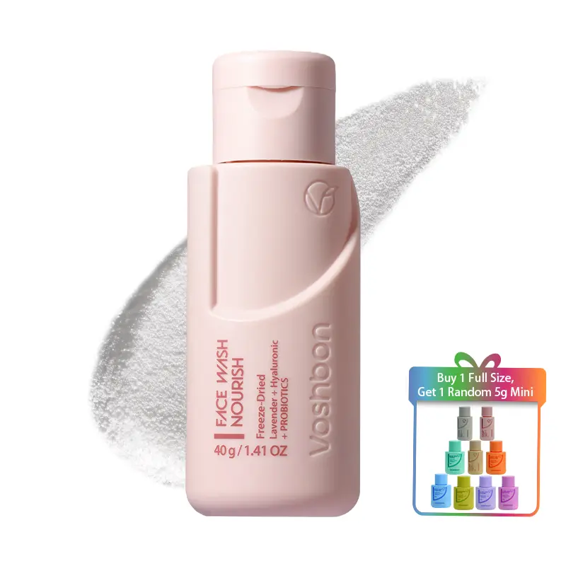 Voshbon Nourish Freeze-Dried Moisturizing Probiotic Face Wash, Sensitive Skin Cleanser, Travel Essential Skincare Item for Glowing Complexion