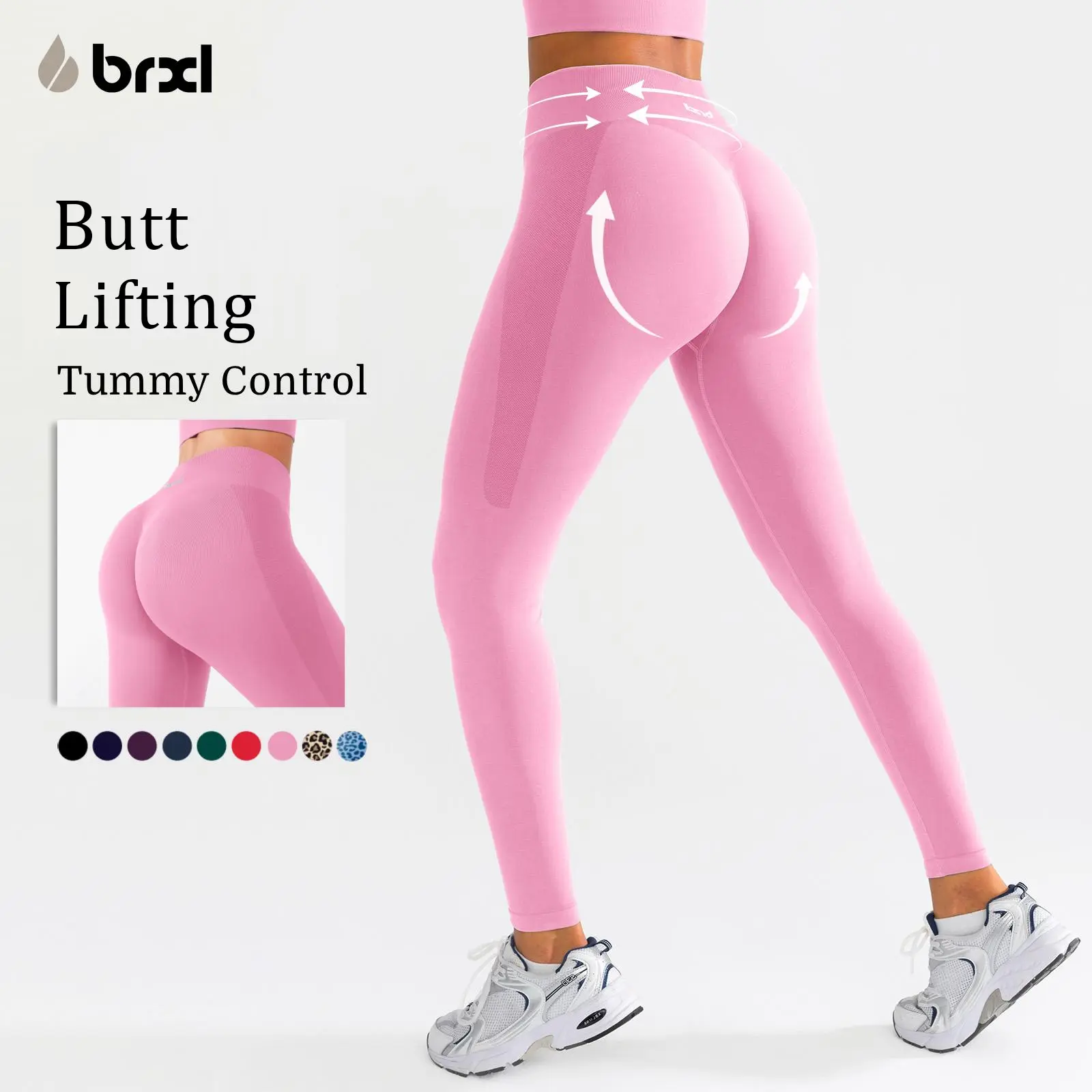 BRXL Lycra Fabric Butt Lifting No Front Seam High-Waisted Breathable Yoga Pants Tummy Control Seamless Gym Running Leggings #Parati #GymWorkout #TikTokMadeMeBuyIt #outdoorfun #TikTokShopSpringGlowUp-4,summerwins