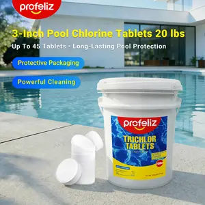 PROFELIZ Chlorine Tablets 3 Inch for Swimming Pools, Kills Bacteria and Stops Algae, Slow Dissolving,Exclusive Protective Packaging,Pool Chlorine Tablets,20lbs