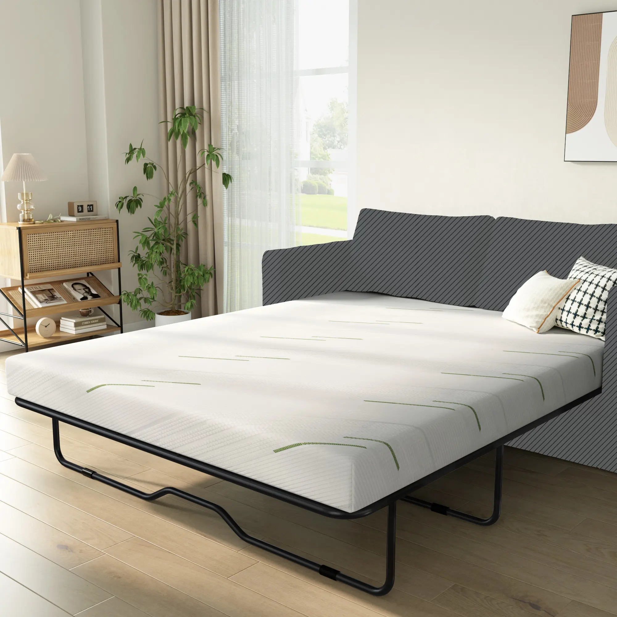 Soges 4-Inch Gel Memory Foam Sofa Mattress for Full/Queen Size Sofa Beds | CertiPUR-US & OEKO-TEX Certified | Removable Machine-Washable Cover & Non-Slip Base U2A, For Christmas Gifts