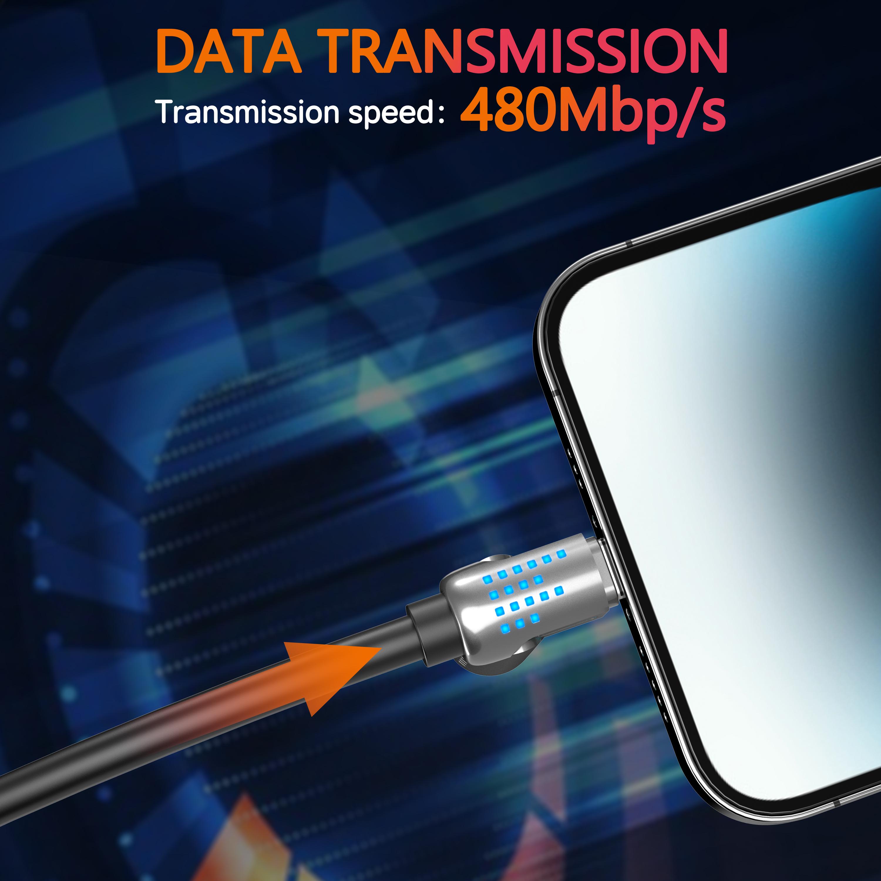 Multi-Functional 240W USB-C Cable: 4-in-1 Design, PD 5A Charging, Data Sync for iPhone, iPad, Samsung, and More