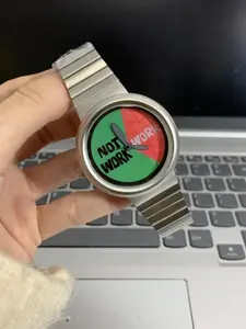 Unique Funny Worker Watch, Brushed Silver Color Steel Strap, Dial, 'Not Work' Slogan, Casual Trendy Wristwatch