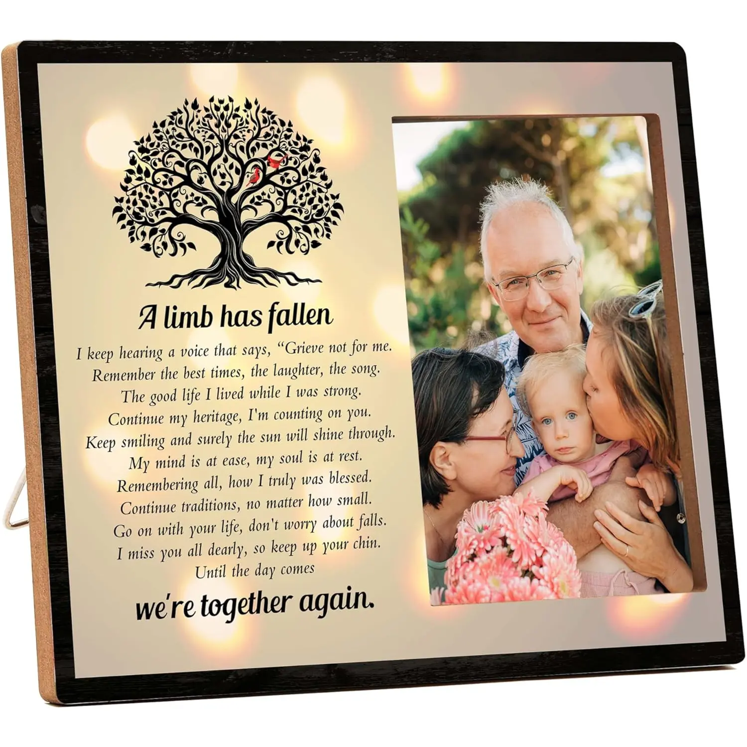 Memorial Picture Frame, In Loving Memory Wood Photo Frame, Sympathy Gifts Bereavement Gifts for Loss of Mom Dad Grandparents, A Limb Has Fallen Frame, Funeral Remembrance Gifts