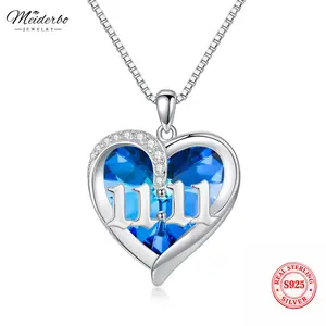 MEIDERBO Jewelry Angel Number Necklace 18+2 inch adjustable chain 925 Sterling Silver 11:11 333 444 777 Necklace Angel Number Pendant Crystal Jewelry for Women Girls Mom Mother Day’s Birthday Gift