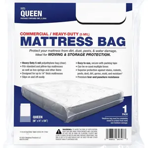 Mattress Storage Bag -  5 Mil Bed Bag for Moving - Mattress Protector for Moving and Packing -  & Stain Resistant Mattress Moving Cover (Full/ - 60x14x104)