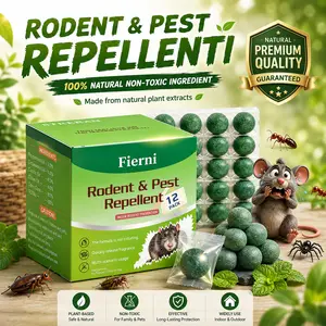 12-Pack Botanical Mouse Repellent Balls, Botanical Pest Control with Peppermint & Cedarwood Oil, Indoor & Outdoor Botanical Rodent Defense for Home, Kitchen, Garage, Basement, Warehouse & Storage Areas