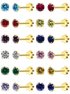 Colorful Artificial Zircon Decor Stud Earrings, Fashionable Stud Earrings for Women & Girls, Trendy All-match & Exquisite Jewelry for Birthday Gift, Studs Earrings