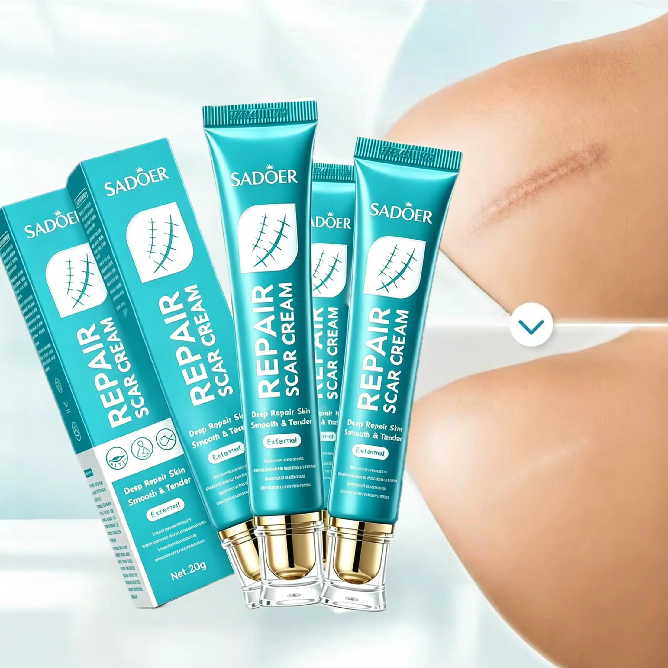 Scar Cream for Old & New Scars, AdvancedGentle Scar Care Gel for Face Body, SoftensFlattens Scars Reduces Redness RelievesItching, Moisturizing Ointment for SurgicalStretch Marks Acne Burn Scars 20g