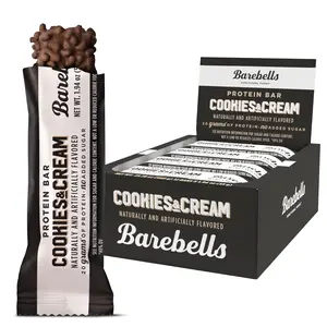 Barebells Protein Bars Cookies & Cream - 12 Count, 20g High Protein Treats, Sugar-Free, Chocolate Flavor, Perfect for Breakfast or Post-Workout Snack
