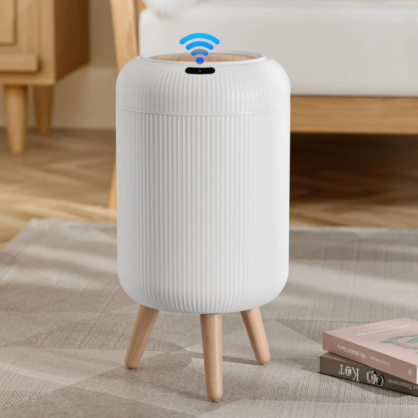 Smart Induction Waterproof Trash Can for Bathroom, Bedroom, Office Nordic Style, Household Items Saving Space Motion Sensor Multifunctional Home Supplies