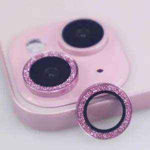 for  15/15 Plus Camera Lens Protector Bling Glitter Metal  Tempered Glass Screen Accessories Sparkly Lens Cover, also Compatible with  16e (2PCS) ()
