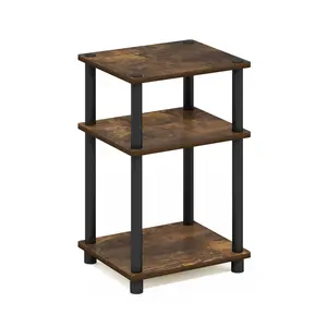 Amber Pine 3-Tier Open Shelf Side Table, Coffee Table, Tool-Free Assembly, Indoor Furniture for Living Room and Small Spaces