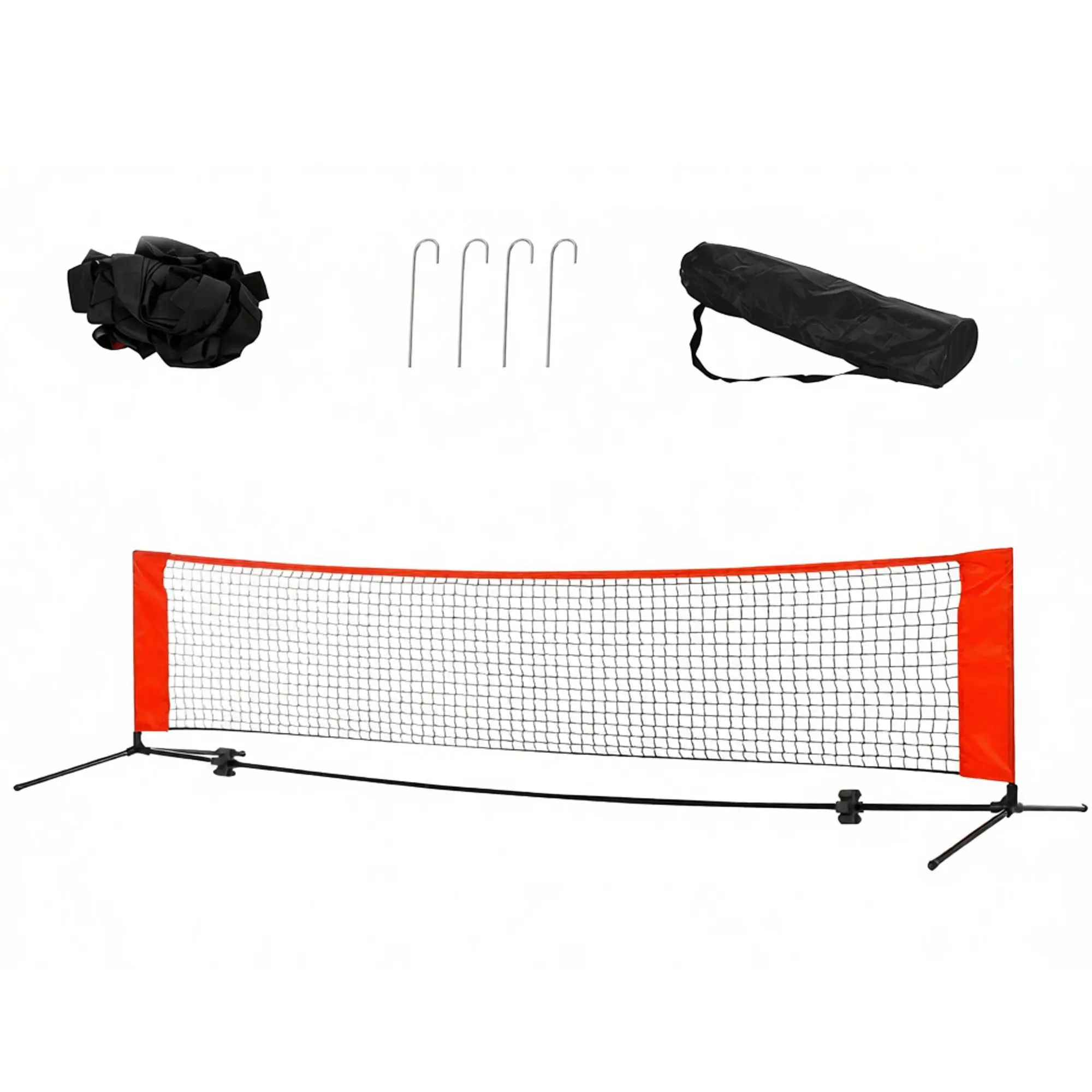 10ft Portable Multi-Sport Net Set - Soccer Tennis/Pickleball/Badminton/Mini Tennis with Sideline for Training Red Includes Storage Bag