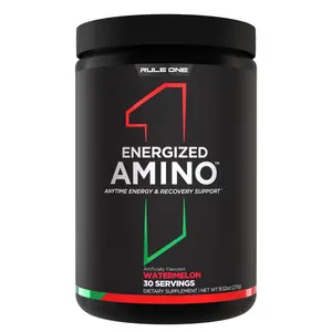 Rule 1 Energized Aminos, 30 Servings - Pre Workout with BCAA, Amino Acids, Caffeine, Green Coffee Extract, Energy Powder