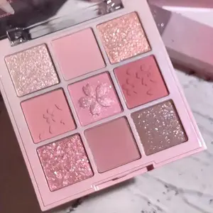 Cherry Blossom 9 Color Eyeshadow Palette, Matte Eyeshadow Palette, Highly Pigmented Palette Daily Shimmering Eye Shadow Makeup Palette, Glitter Palette, Eye Shadow Palettes, Eyeshadow Powder, Cosmetic
