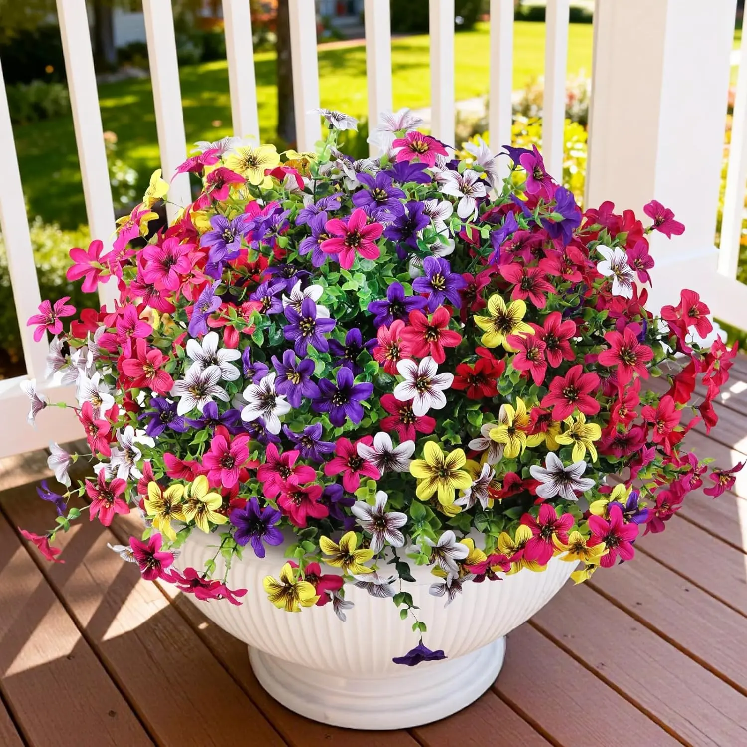 12 Bouquets Artificial Daisies Plastic Flowers Artificial Flower Plant Decorative Fake Flower Decorative Faux Flower Outdoor UV Resistant Fake Daisy Home Decor Window Box Garden Pots Indoor Outdoor Decoration