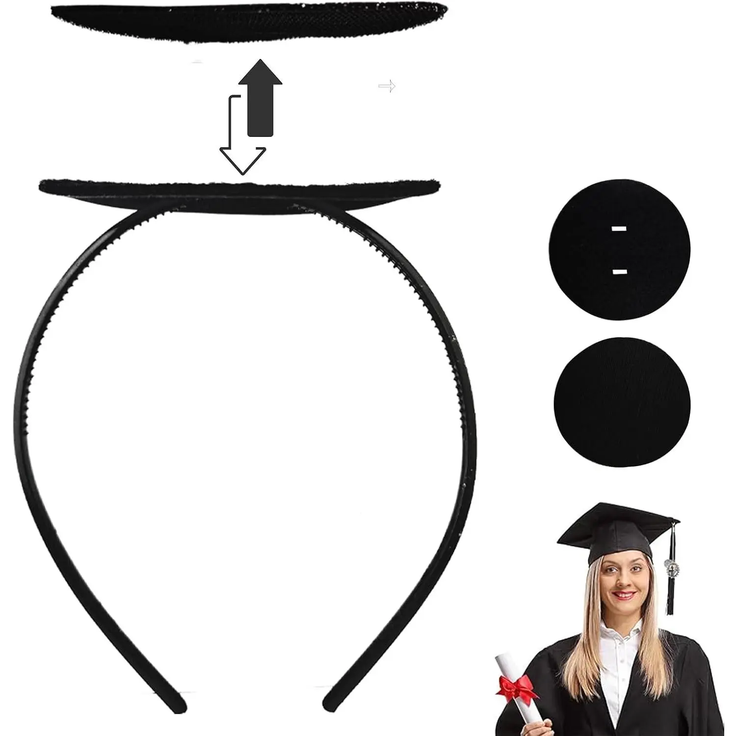 Graduation Cap Headband, Commencement Headbands for Graduates, Secure Grad Cap Insert, Hairstyle-Fixing Hat Accessory Gift