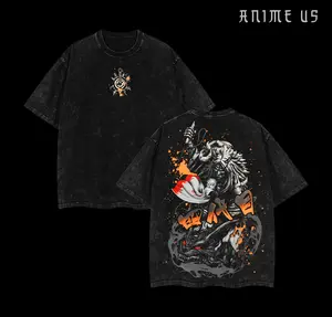 Minato Namikaze "Fourth Hokage" Death Reaper Seal "Nine-Tails" "Shinigami" Printed T-Shirt Washed Anime Streetwear Naruto Merch Gift For Minato Fan
