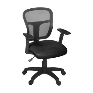 Harrison Swivel Chair with Height Adjustable Ar ms- Black