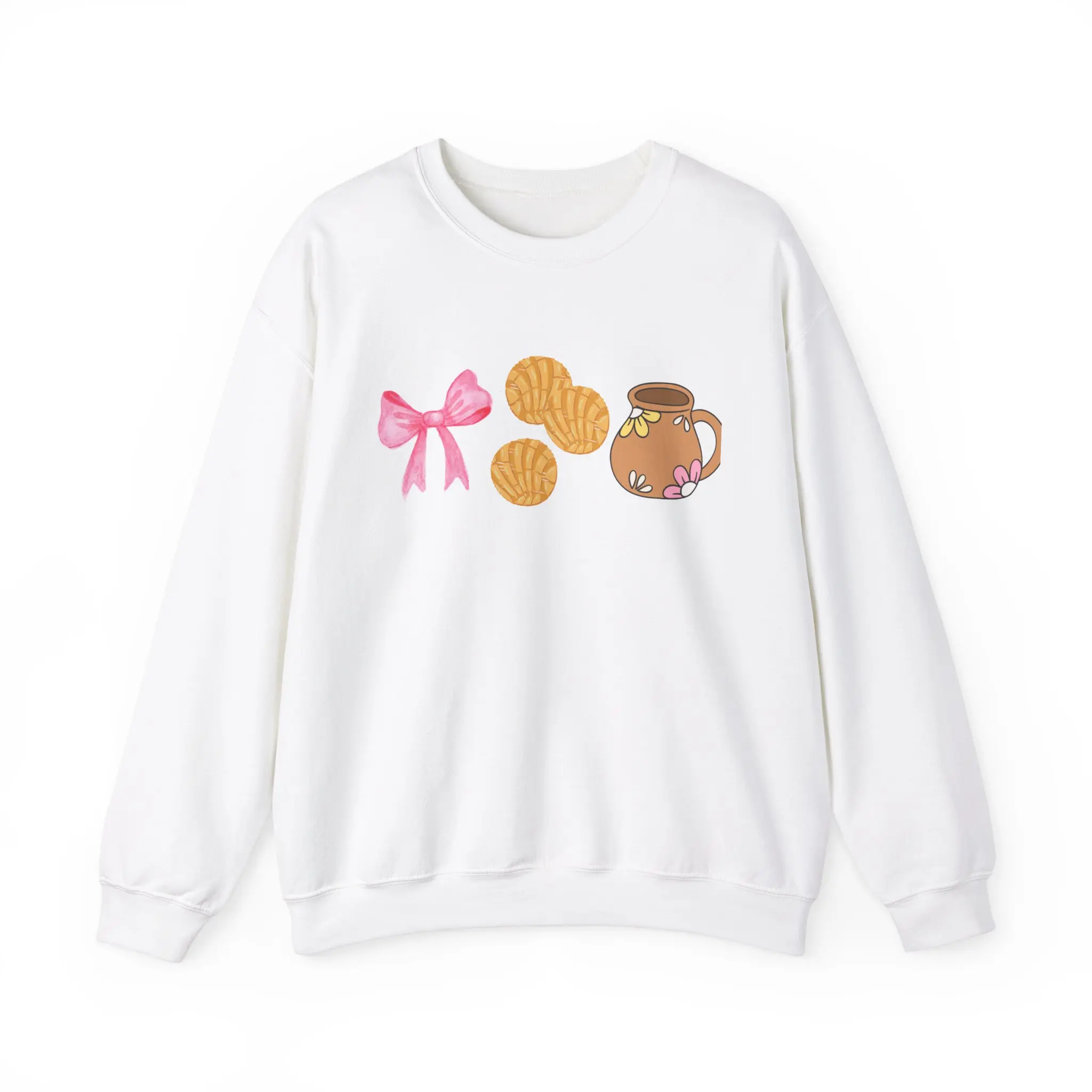 Cute Concha & Bow Cozy Baking Crewneck Sweatshirt - Comfy Sweater for Baking Lovers, Cute Gift for Home Bakers, Perfect for Fall, Sweet Treats Design