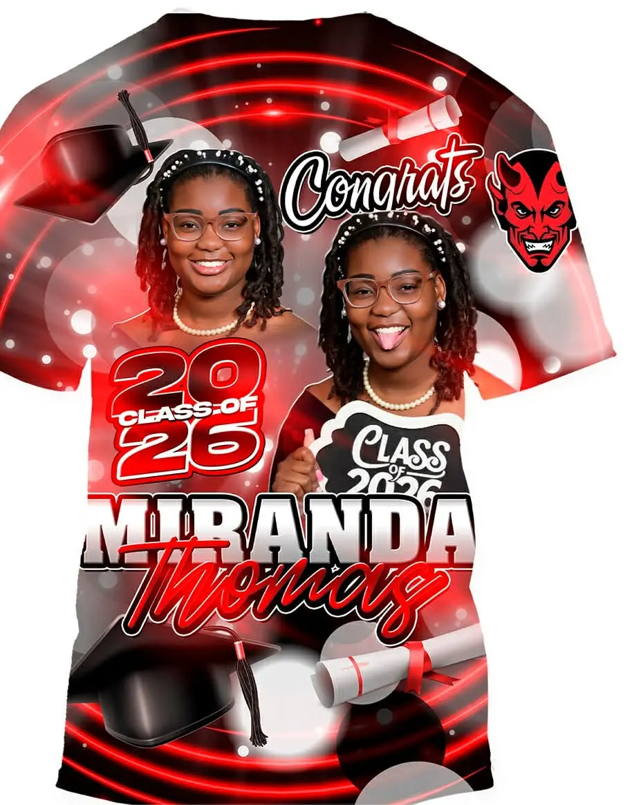 Custom 3D All-Over Graduation T-Shirt — Personalized Photo Design