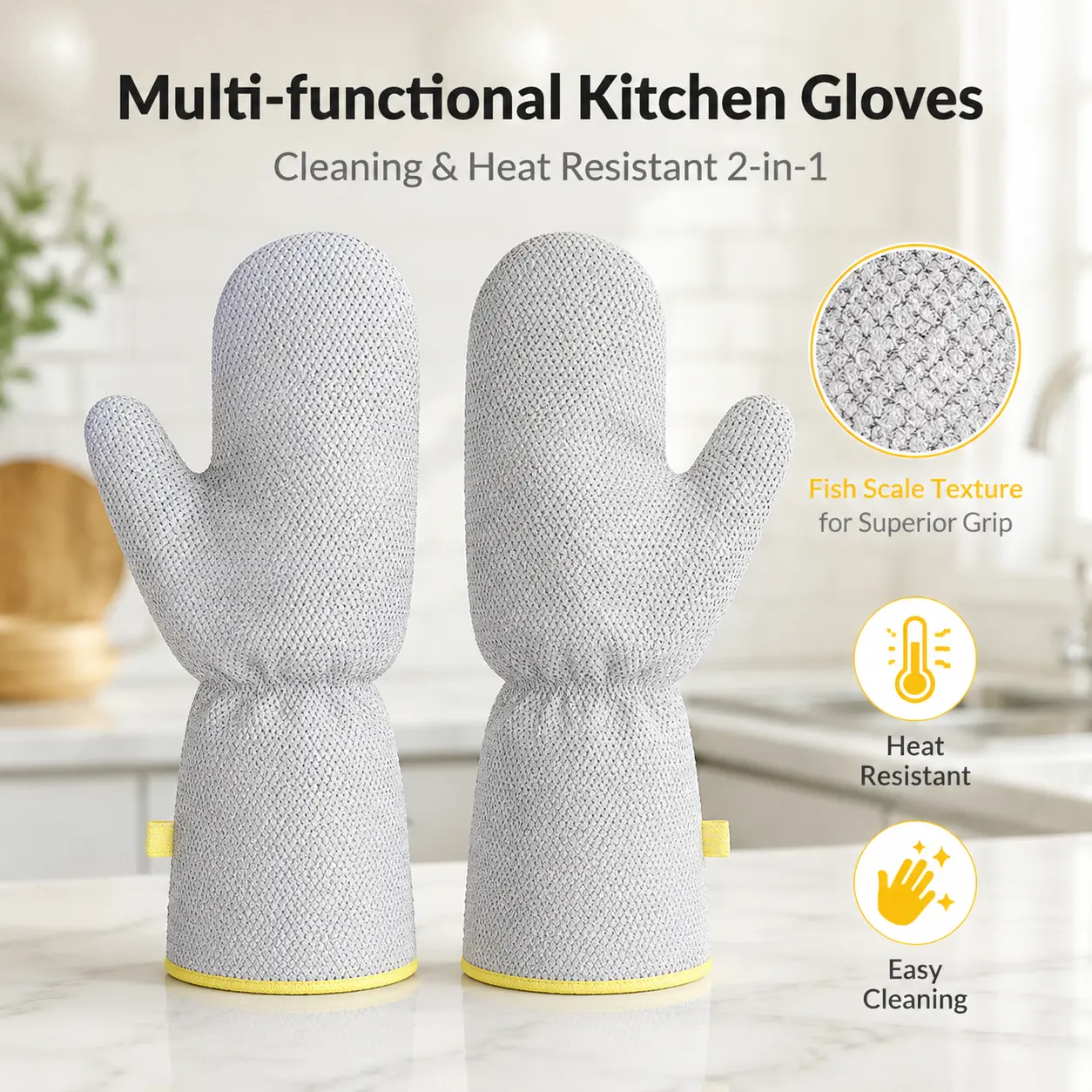Silver Wire Cleaning Dishcloth & Durable Household Scrub Gloves - Multi-Purpose for Pot Scrubbing, Dishwashing, Washing Dishes, Gloves For Washing Dishes, Household Cleaning Gloves