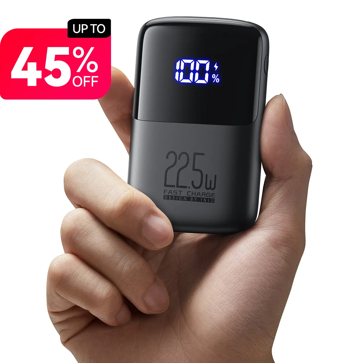 INIU Compact 10000mAh Portable Charger, 22.5W Fast Charging Power Bank with USB-C In/Output, 3-Output Mini Device Charger with Phone Holder for iPhone 15-11 Pro, Samsung S23/A53, Google, iPad Accessories,back to school