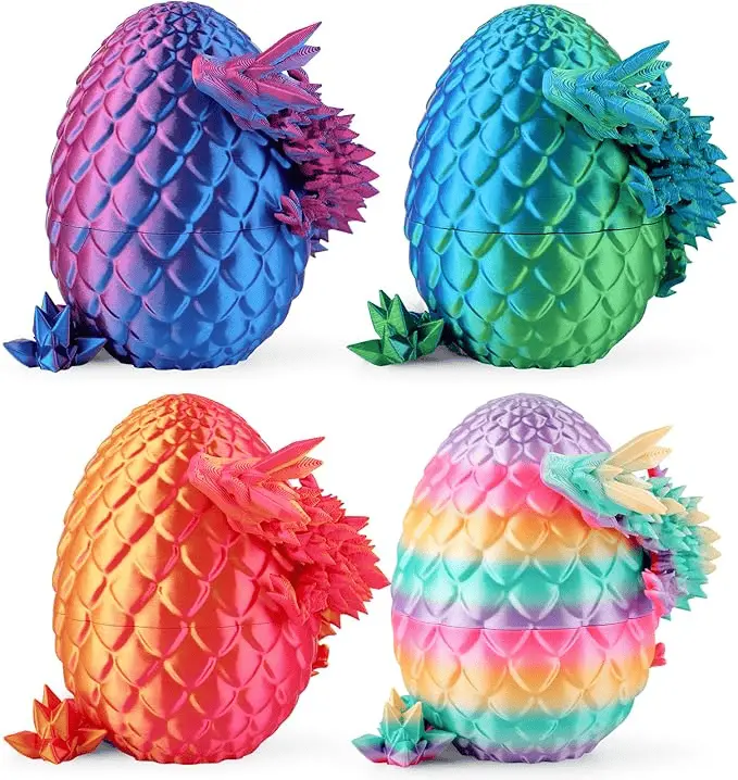 8-Piece 3D Printed Dragon Surprise Eggs Miniature Collectibles Set - Festive House Decoration, Multi-Item Party Gifts, Stocking Stuffers for Home & Party Supplies