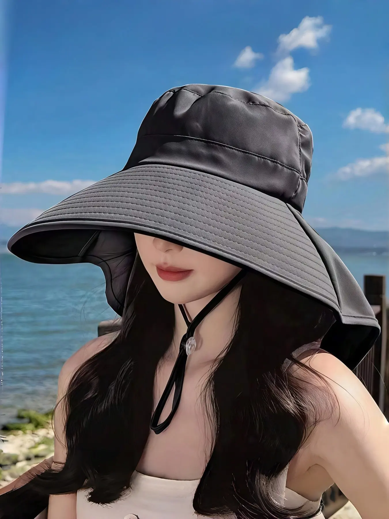 2026 1 PSC Women's Bucket Hat With Ponytail Hole - Breathable Material, Equipped With Adjustable Drawstring, Suitable For Outdoor Activities And Casual Wear, High Quality Outdoor Hats