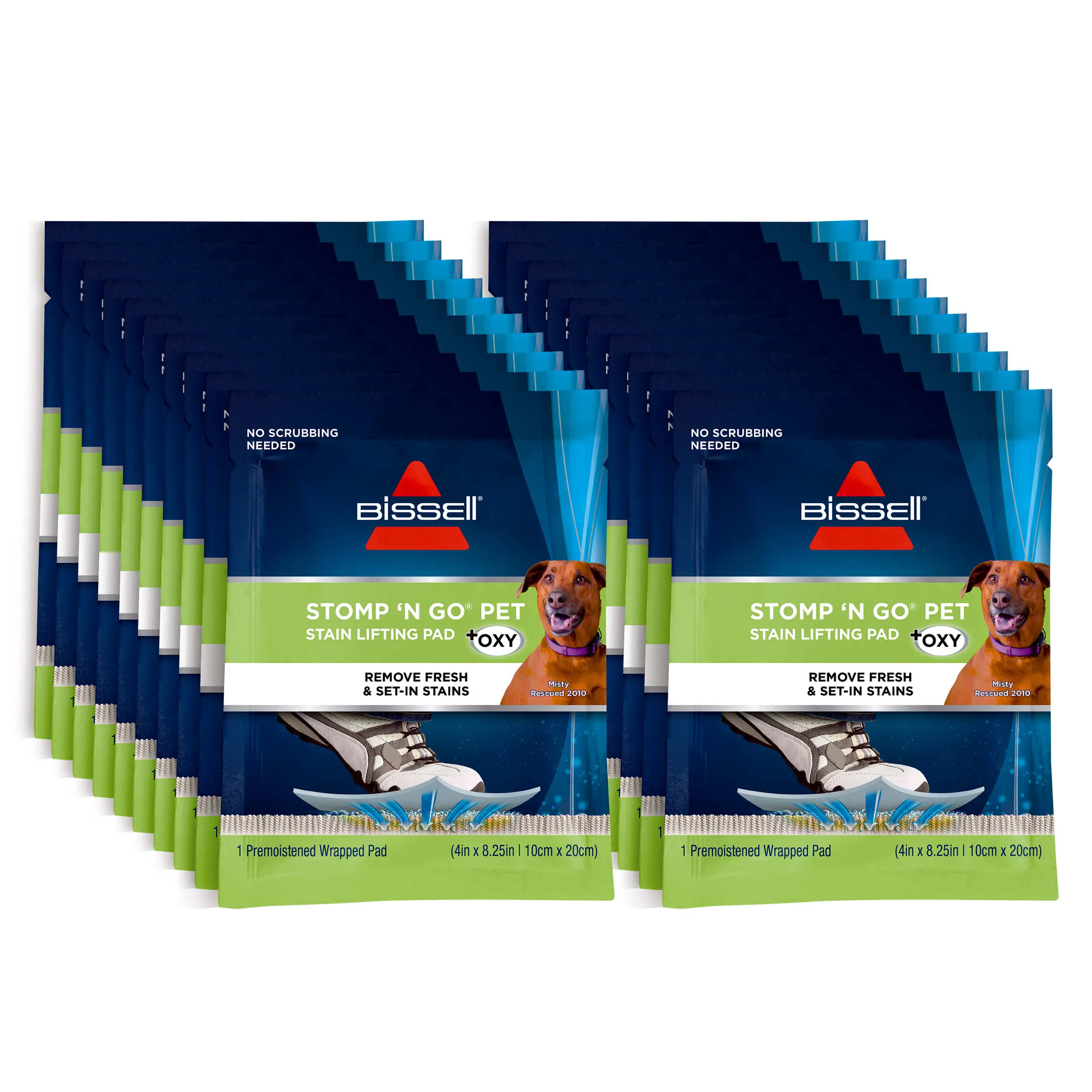 BISSELL Stomp ’n Go Pet Stain Lifting Pads, OXY Pet Stain & Odor Remover, Carpet & Rug Cleaner, 20-Pack