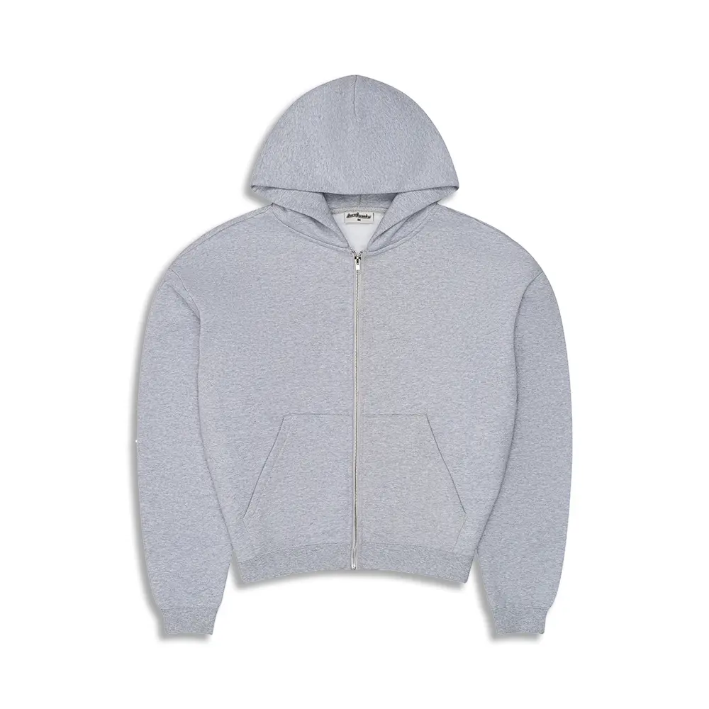 600 GSM 'Heather Grey' Zip-Up Hoodie