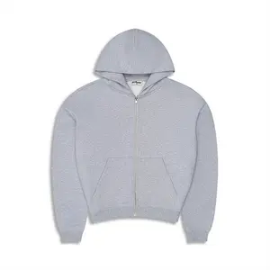 600 GSM 'Heather Grey' Zip-Up Hoodie