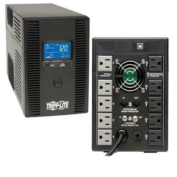 Tripp Lite UPS Power Stabilizer - 1500VA 900W, 120V, 50/60Hz, 5 Battery-Protected 5 Surge-Only Outlets, Automatic Voltage Regulation, LCD Screen, Batteries Included, Power Backup Functionality