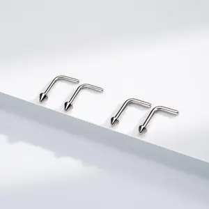 Oufer Unisex 2PCS 18G-20G Titanium L-Shape Spike Nose Stud Set, Cute Style Nose Piercing Body Jewelry