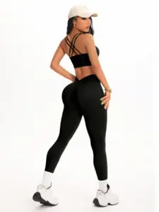 Peach Shaping Yoga Set for Women, Gym Clothes Workout, Tight-Fitting Sleeveless Sports Bra and Long Pants, Comfortable Fitness Wear for All Seasons, Active Sportswear